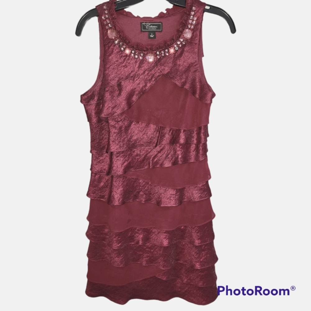 Burgundy ruffle dress